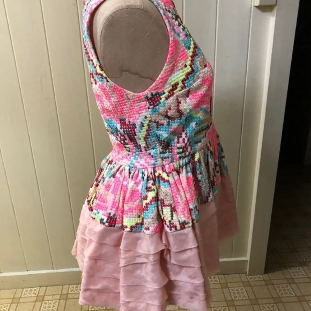 ANTHROPOLOGIE sz 4 DAKSHA Pink Embroidered Peplum - Picture 4 of 8